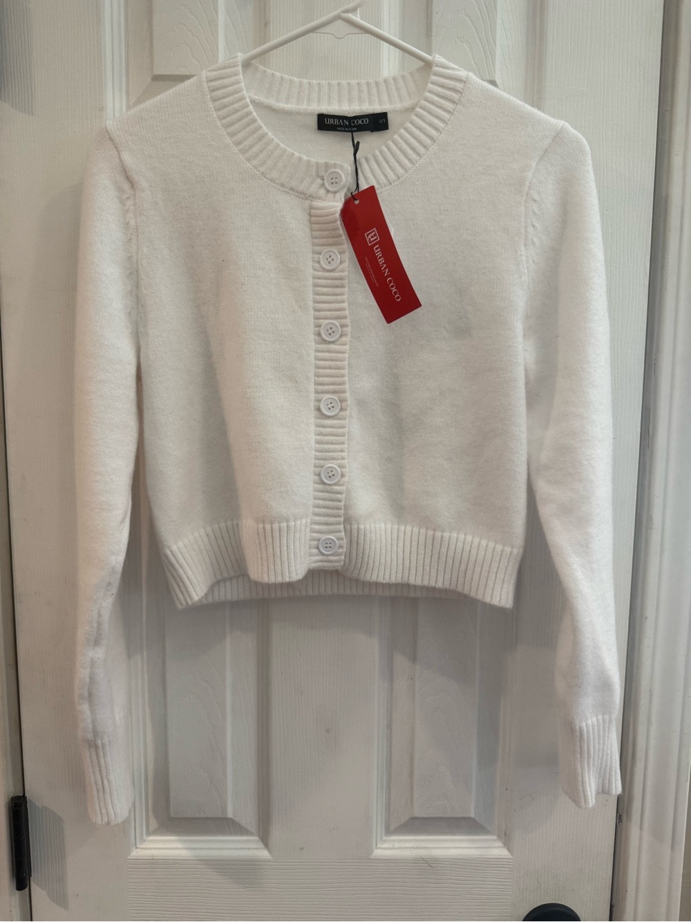 Urban CoCo White Cropped Button-Front Cardigan